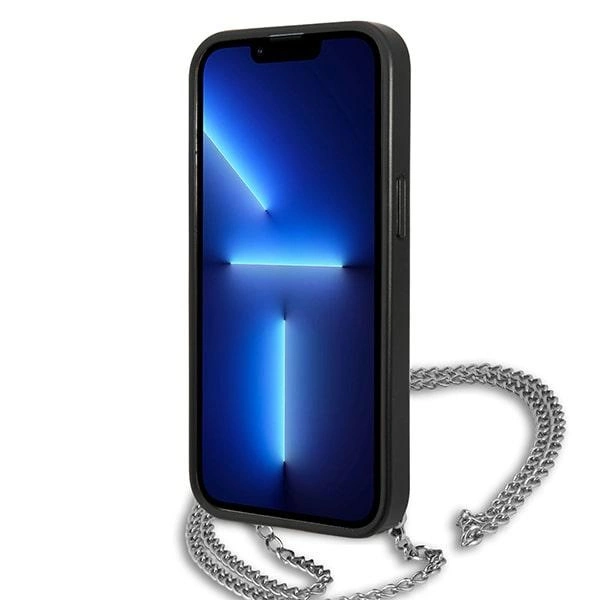 Etui Karl Lagerfeld Leather Textured and Chain na iPhone 13 / 14 / 15 6,1" - czarne