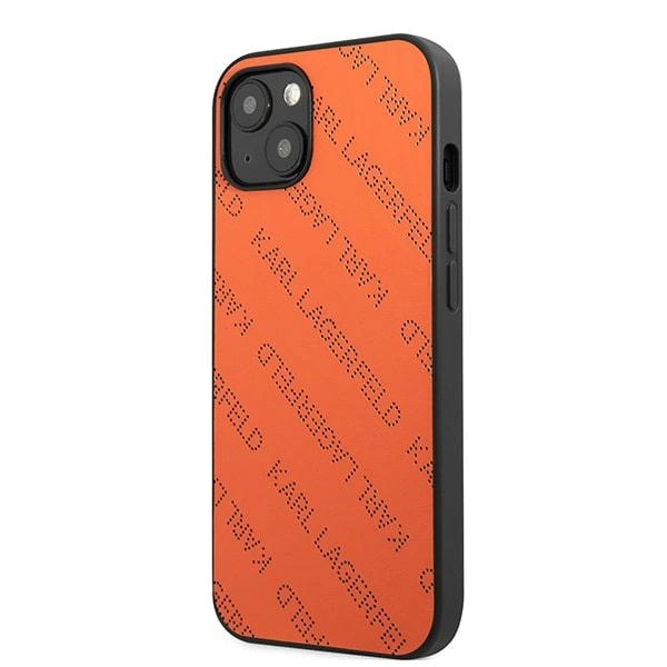 Etui Karl Lagerfeld Perforated Allover na iPhone 13 / 14 / 15 6,1" - pomarańczowe
