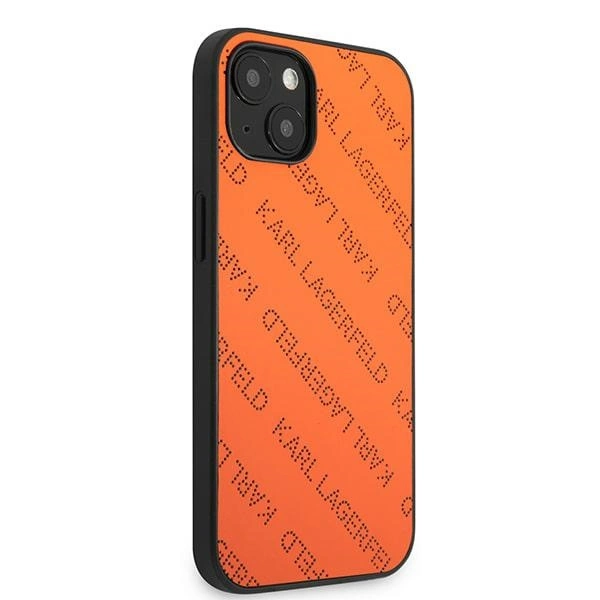 Etui Karl Lagerfeld Perforated Allover na iPhone 13 / 14 / 15 6,1" - pomarańczowe