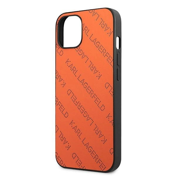 Etui Karl Lagerfeld Perforated Allover na iPhone 13 / 14 / 15 6,1" - pomarańczowe