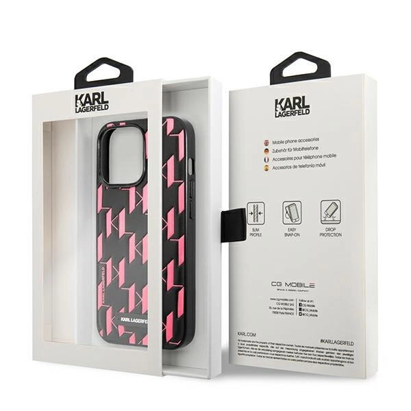 Etui Karl Lagerfeld Monogram Plaque na iPhone 13 Pro Max 6,7" - różowe