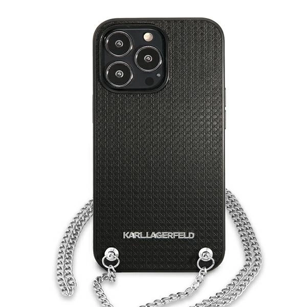 Etui Karl Lagerfeld Leather Textured and Chain na iPhone 13 Pro Max 6,7" - czarne