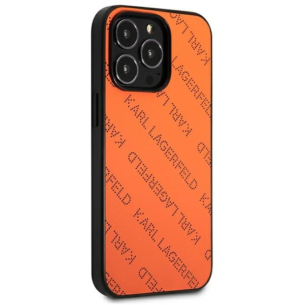 Etui Karl Lagerfeld Perforated Allover na iPhone 13 Pro Max 6,7" - pomarańczowe