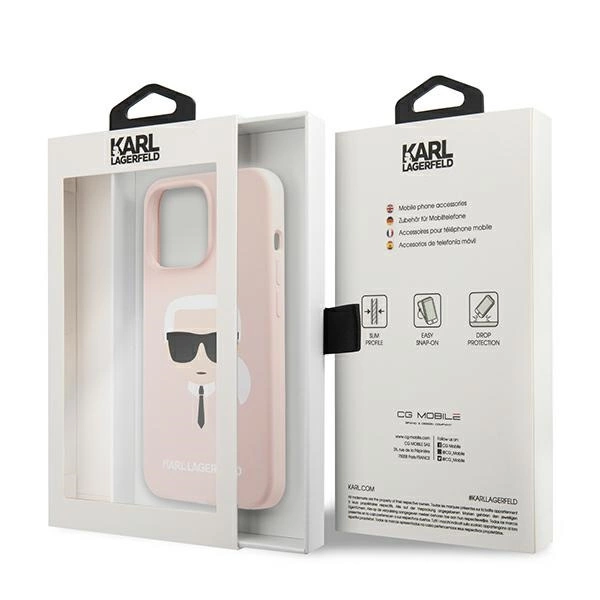 Etui Karl Lagerfeld Silicone Karl`s Head na iPhone 13 Pro Max 6,7" - jasnoróżowe