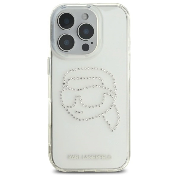 Etui Karl Lagerfeld IML Rhinestones Karl Head na iPhone 16 Pro Max 6.9" - przezroczyste