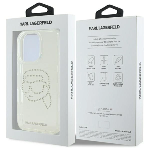 Etui Karl Lagerfeld IML Rhinestones Karl Head na iPhone 16 Pro Max 6.9" - przezroczyste