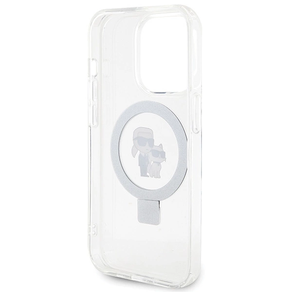 Etui Karl Lagerfeld Ring Stand Karl&Choupettte MagSafe na iPhone 15 Pro 6.1" - białe