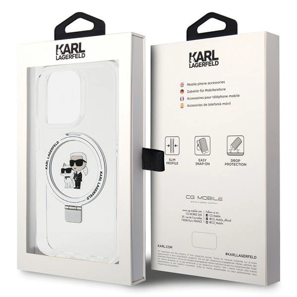 Etui Karl Lagerfeld Ring Stand Karl&Choupettte MagSafe na iPhone 15 Pro 6.1" - białe