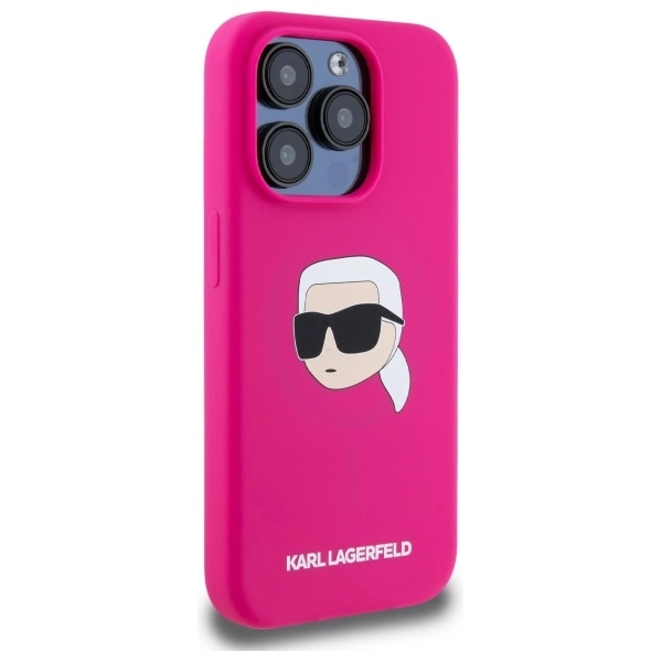 Etui Karl Lagerfeld Silicone Karl Head Print MagSafe na iPhone 15  Pro 6.1" - fuksja
