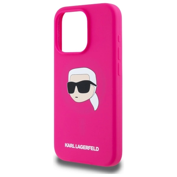 Etui Karl Lagerfeld Silicone Karl Head Print MagSafe na iPhone 15  Pro 6.1" - fuksja