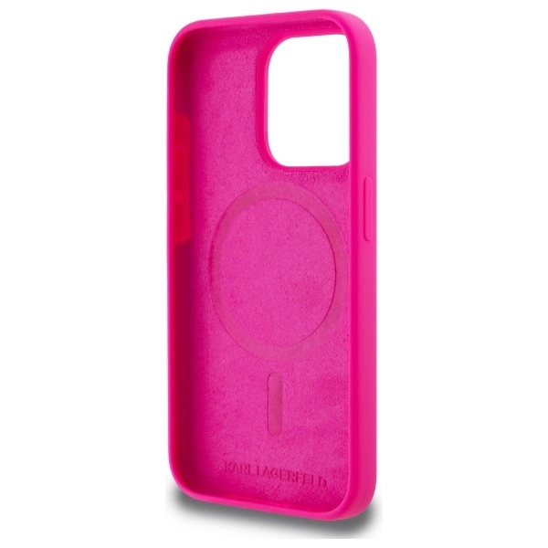Etui Karl Lagerfeld Silicone Karl Head Print MagSafe na iPhone 15  Pro 6.1" - fuksja