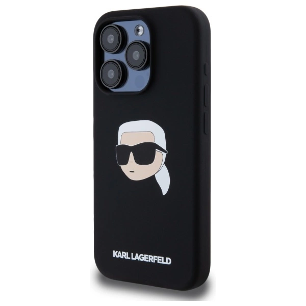 Etui Karl Lagerfeld Silicone Karl Head Print MagSafe na iPhone 15  Pro 6.1" - czarne