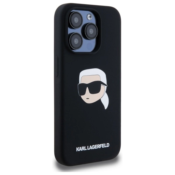 Etui Karl Lagerfeld Silicone Karl Head Print MagSafe na iPhone 15  Pro 6.1" - czarne