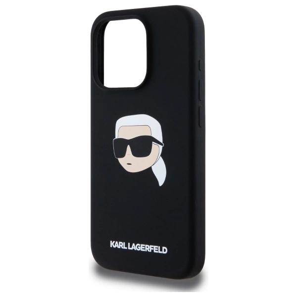 Etui Karl Lagerfeld Silicone Karl Head Print MagSafe na iPhone 15  Pro 6.1" - czarne