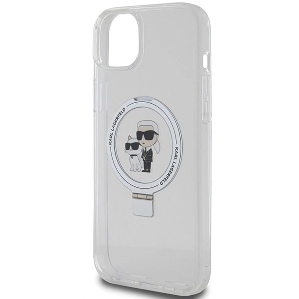 Etui Karl Lagerfeld Ring Stand Karl&Choupettte MagSafe na iPhone 15 Plus / 14 Plus 6.7" - białe