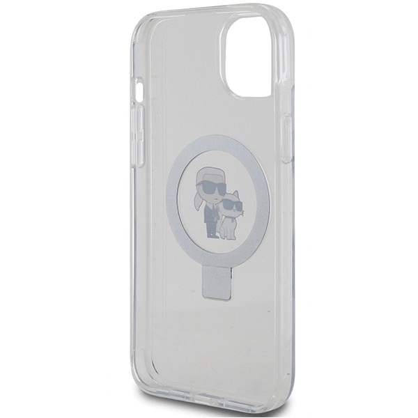 Etui Karl Lagerfeld Ring Stand Karl&Choupettte MagSafe na iPhone 15 Plus / 14 Plus 6.7" - białe