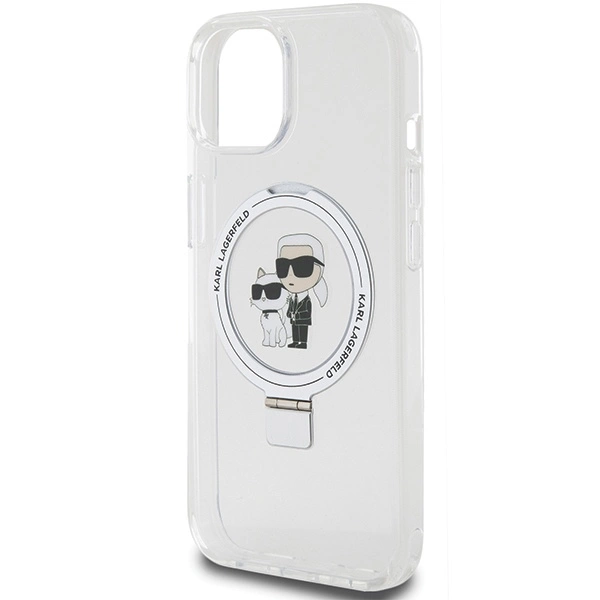Etui Karl Lagerfeld Ring Stand Karl&Choupettte MagSafe na iPhone 15 / 14 / 13 6.1" - białe