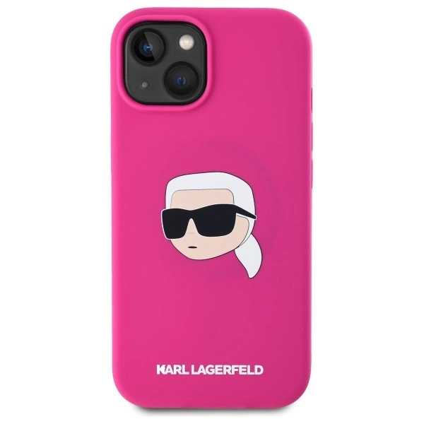 Etui Karl Lagerfeld Silicone Karl Head Print MagSafe na iPhone 15  6.1" - fuksja