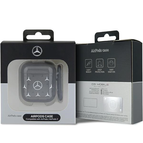 Etui Mercedes Large Star Pattern na AirPods 1 / 2 - czarne