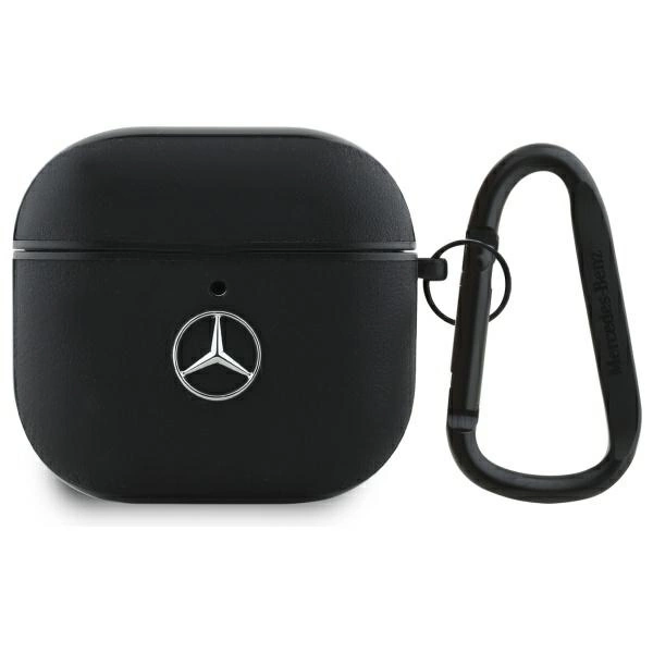 Etui Mercedes Leather Metal Logo na AirPods 4 - czarne