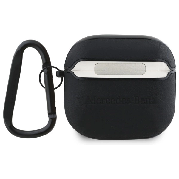 Etui Mercedes Leather Metal Logo na AirPods 4 - czarne