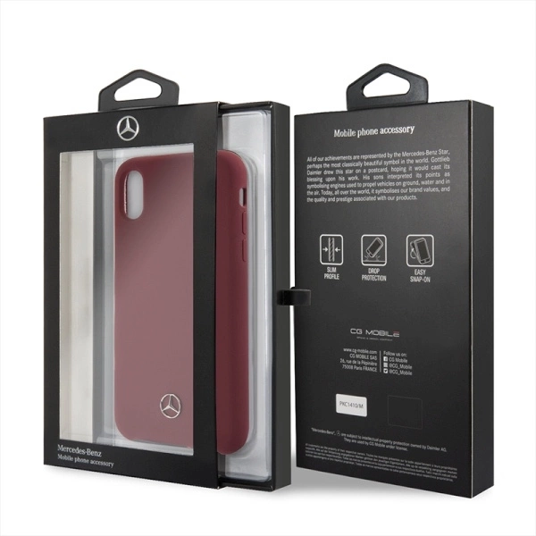 Etui Mercedes Silicone Line na iPhone X / XS - czerwone