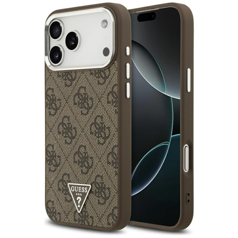 Etui Guess 4G Triangle Logo MagSafe do   iPhone 17 Pro Max brązowy srebrny