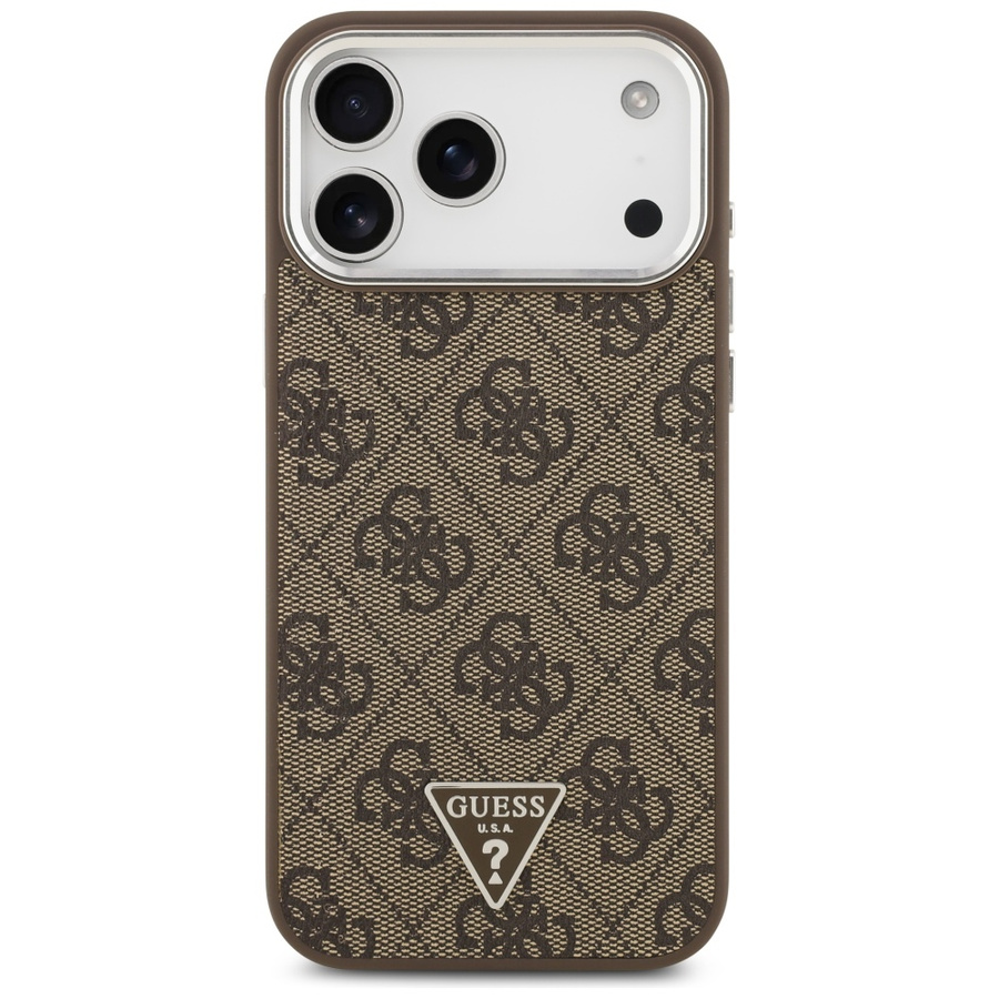 Etui Guess 4G Triangle Logo MagSafe do   iPhone 17 Pro Max brązowy srebrny