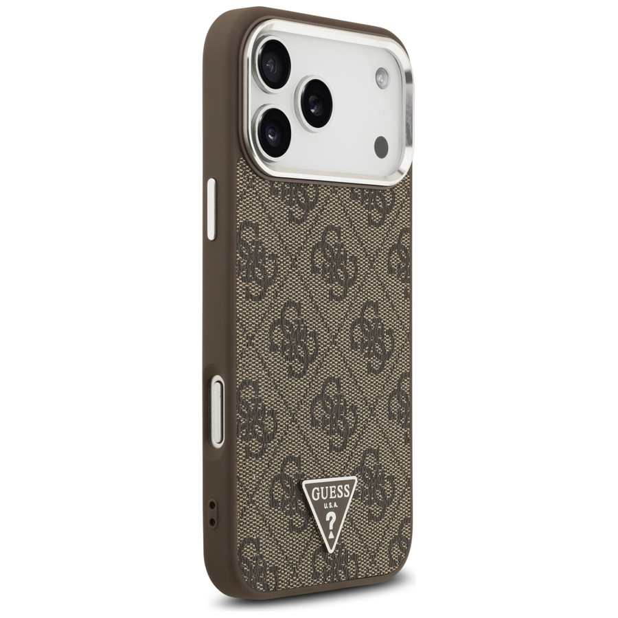 Etui Guess 4G Triangle Logo MagSafe do   iPhone 17 Pro Max brązowy srebrny