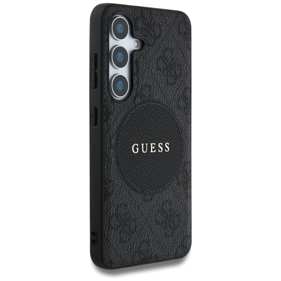 Etui Guess 4G Round Patch Classic Logo MagSafe do Samsung Galaxy S25 Plus czarny