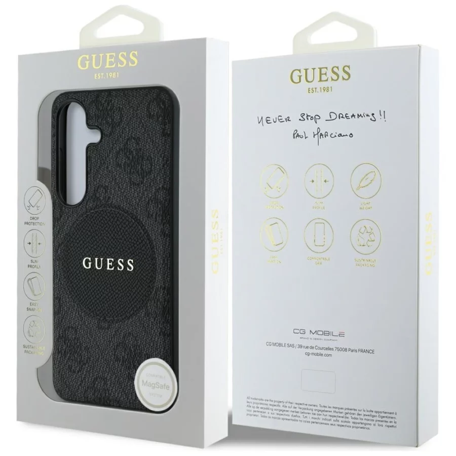 Etui Guess 4G Round Patch Classic Logo MagSafe do Samsung Galaxy S25 Plus czarny