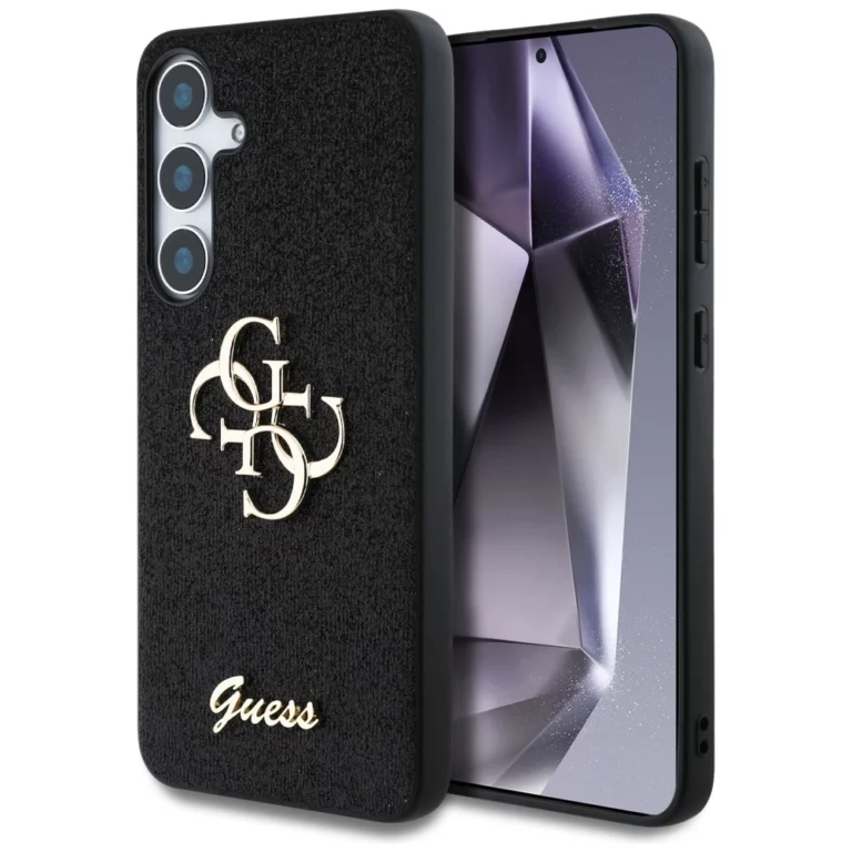 Etui Guess Fixed Glitter Big 4G Metal Logo do Samsung Galaxy S25 Plus czarny