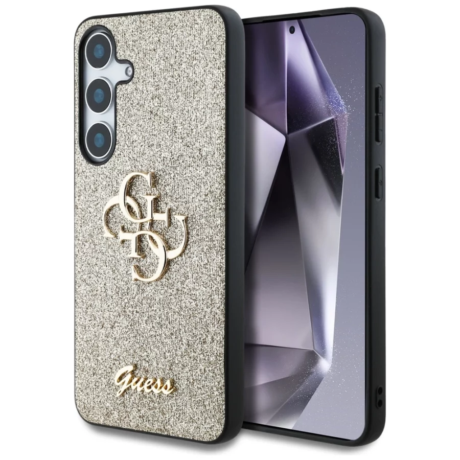 Etui Guess Fixed Glitter Big 4G Metal Logo na Samsung Galaxy S25 - złote