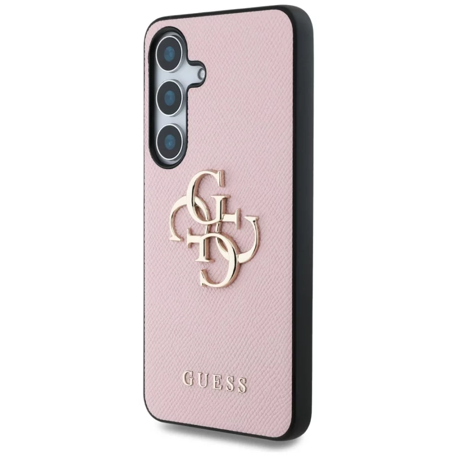 Etui Guess Grained Big 4G Logo Small Classic Logo do Samsung Galaxy S25 różowy