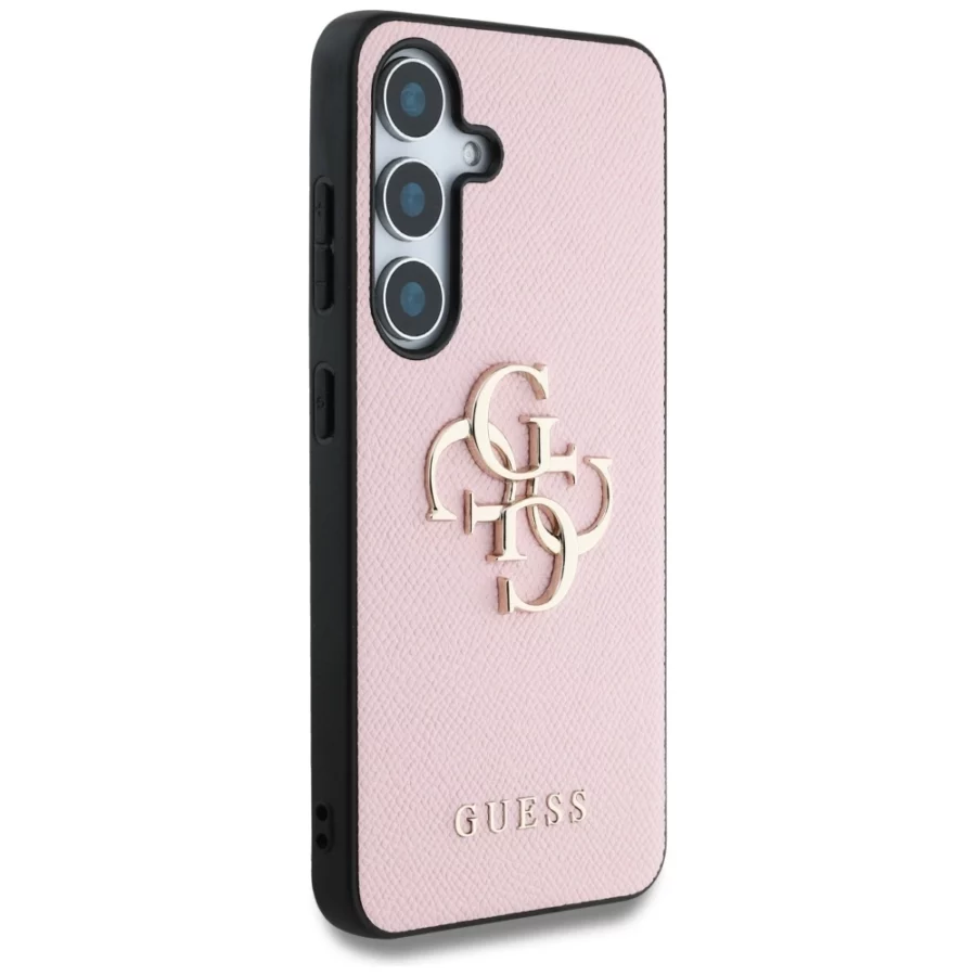 Etui Guess Grained Big 4G Logo Small Classic Logo do Samsung Galaxy S25 różowy