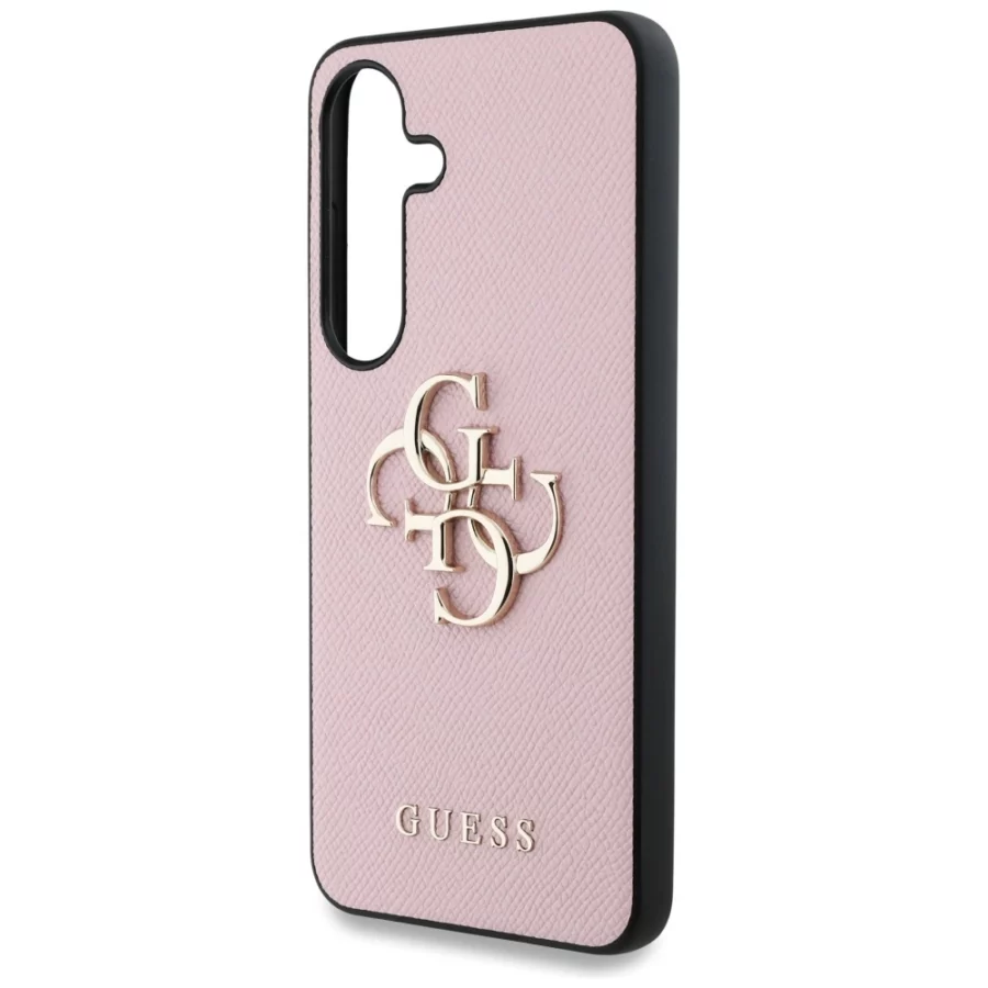 Etui Guess Grained Big 4G Logo Small Classic Logo do Samsung Galaxy S25 różowy