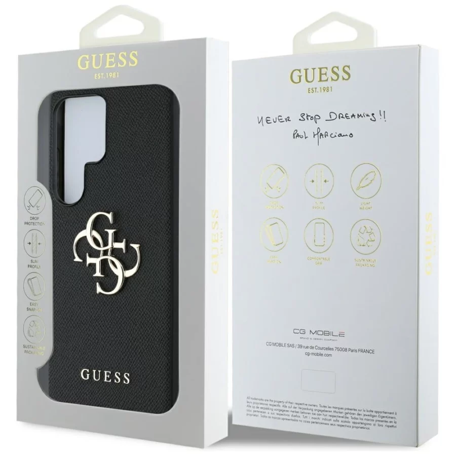 Etui Guess Grained Big 4G Logo Small Classic Logo do Samsung Galaxy S25 Ultra czarny