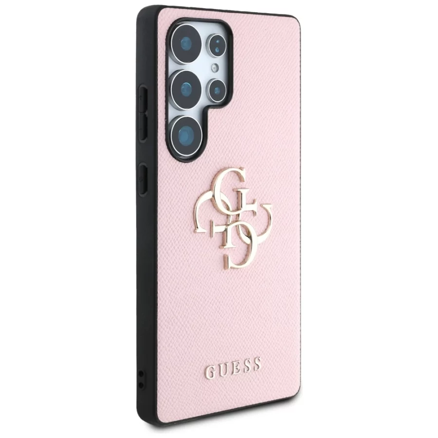 Etui Guess Grained Big 4G Logo Small Classic Logo na Samsung Galaxy S25 Ultra - różowe