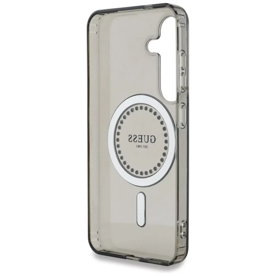 Etui Guess Rhinestones Printed Classic Logo MagSafe Samsung Galaxy S25 czarny