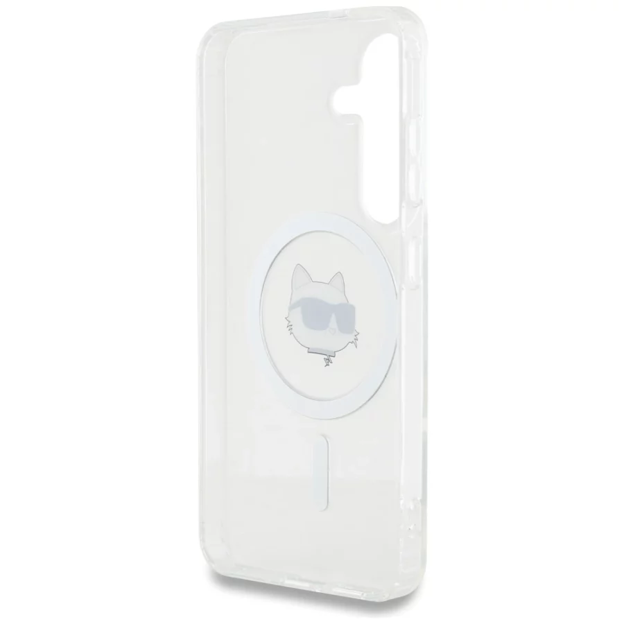 Etui Karl Lagerfeld Button Choupette Head Printed Logo MagSafe Samsung Galaxy S25 Plus biały