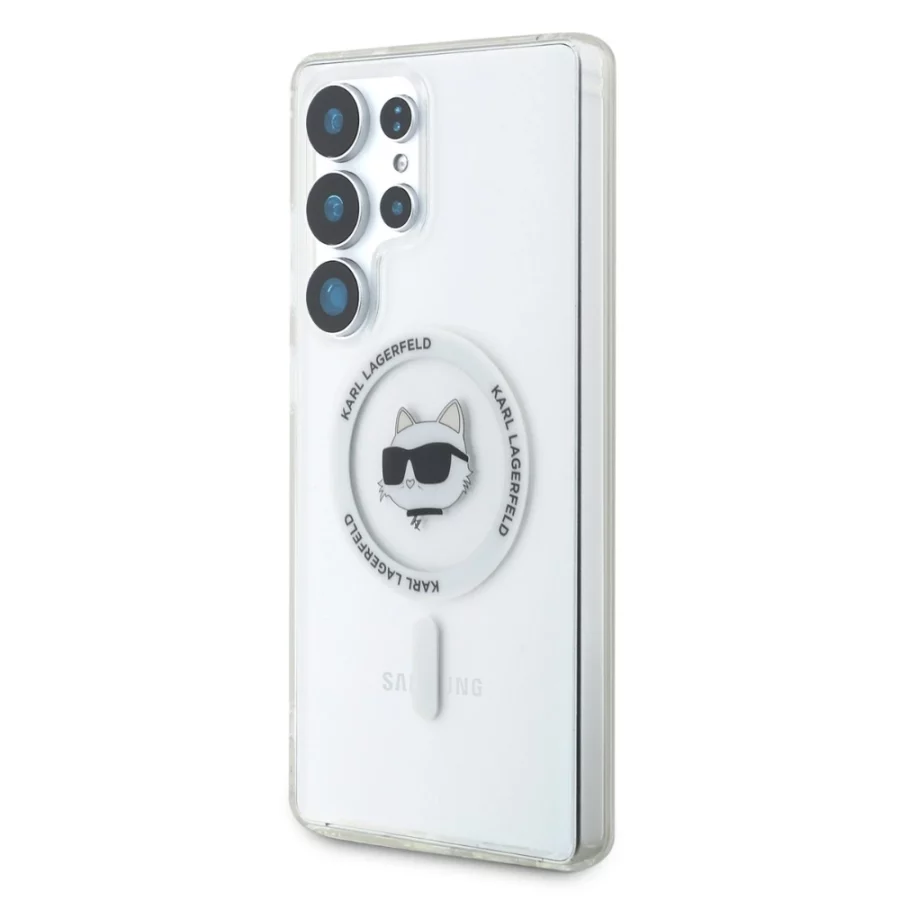 Etui Karl Lagerfeld Button Choupette Head Printed Logo MagSafe na Samsung Galaxy S25 Ultra - białe
