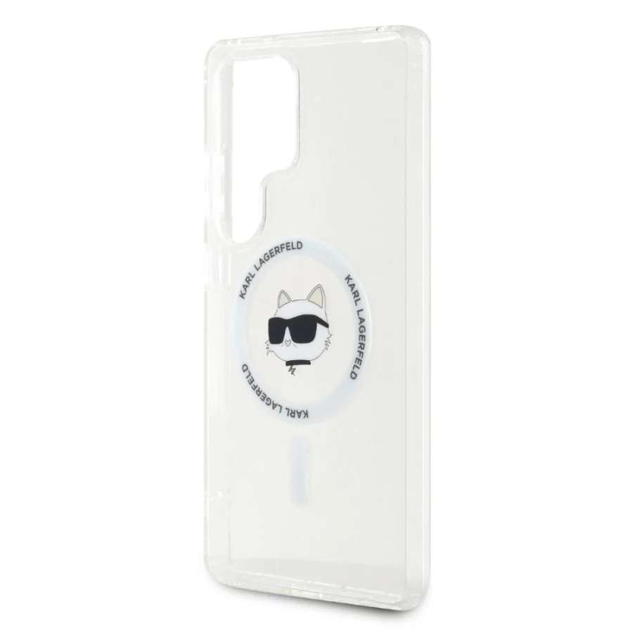 Etui Karl Lagerfeld Button Choupette Head Printed Logo MagSafe na Samsung Galaxy S25 Ultra - białe