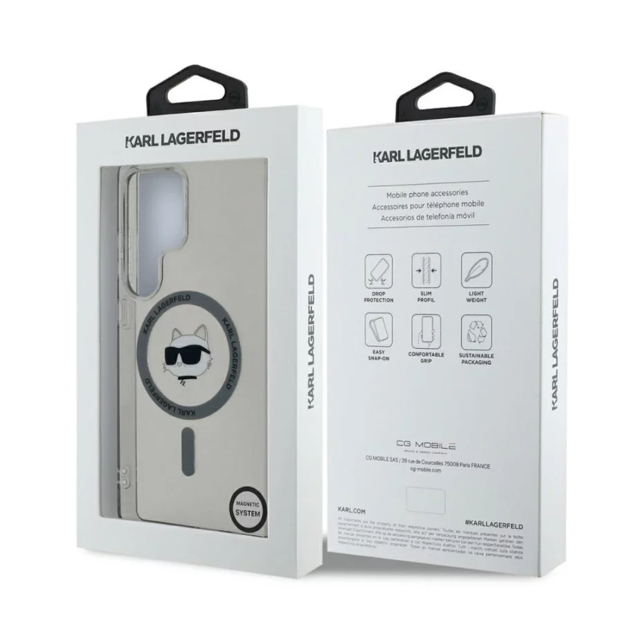 Etui Karl Lagerfeld Button Choupette Head Printed Logo MagSafe Samsung Galaxy S25 Ultra czarny