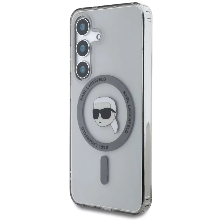 Etui Karl Lagerfeld Button Karl Head Printed Logo MagSafe Samsung Galaxy S25 czarny