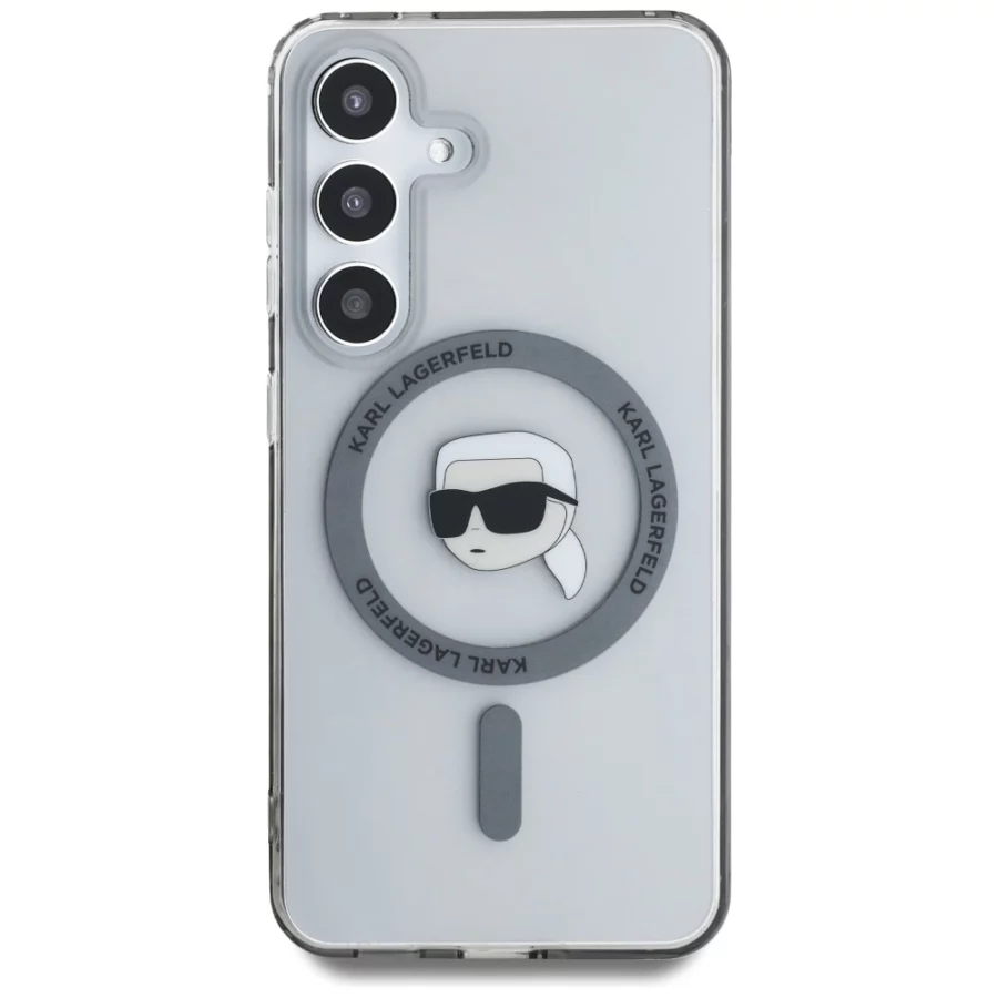 Etui Karl Lagerfeld Button Karl Head Printed Logo MagSafe Samsung Galaxy S25 czarny