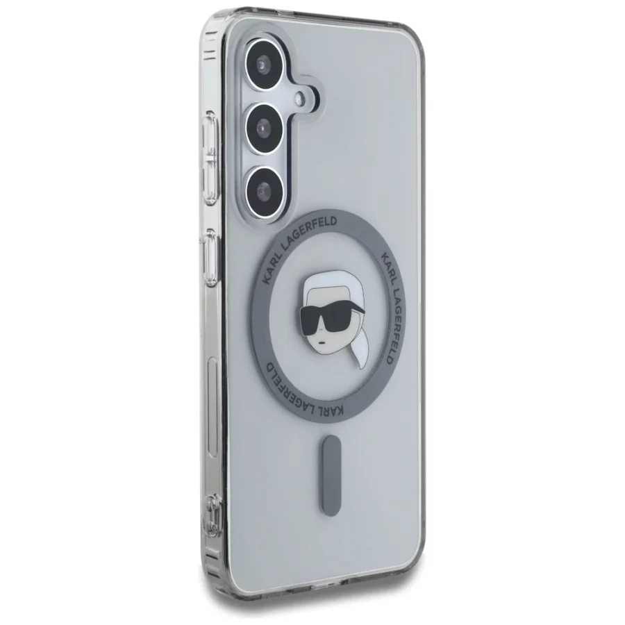Etui Karl Lagerfeld Button Karl Head Printed Logo MagSafe Samsung Galaxy S25 czarny