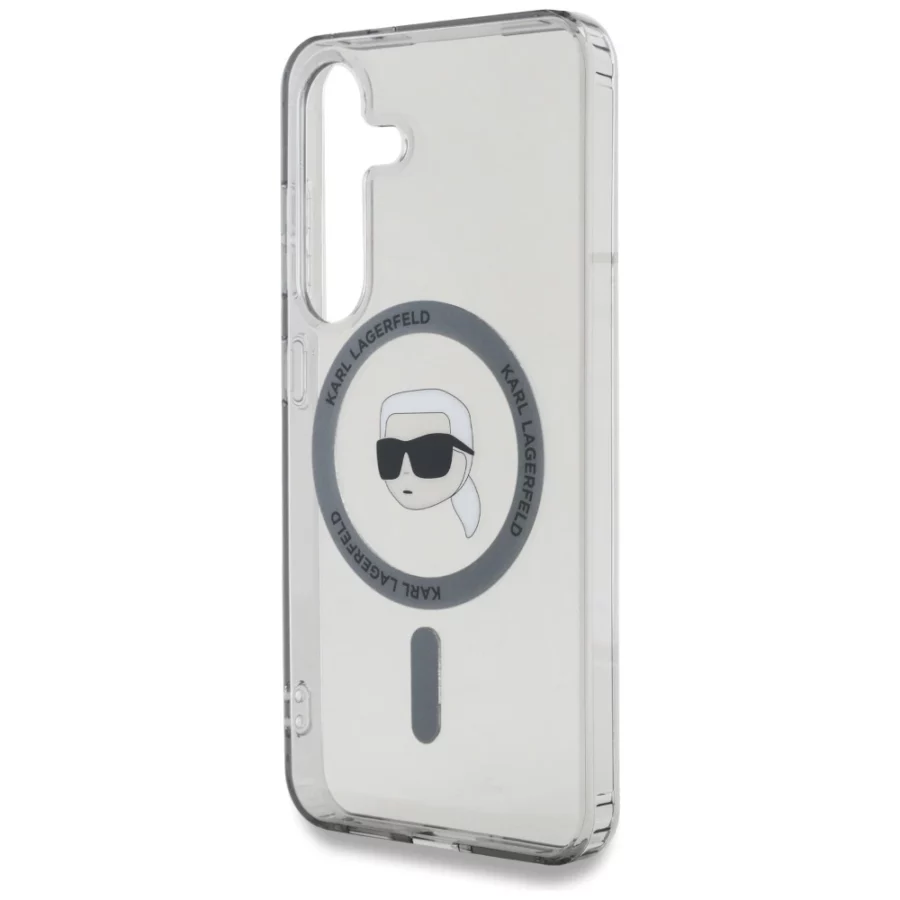 Etui Karl Lagerfeld Button Karl Head Printed Logo MagSafe Samsung Galaxy S25 czarny