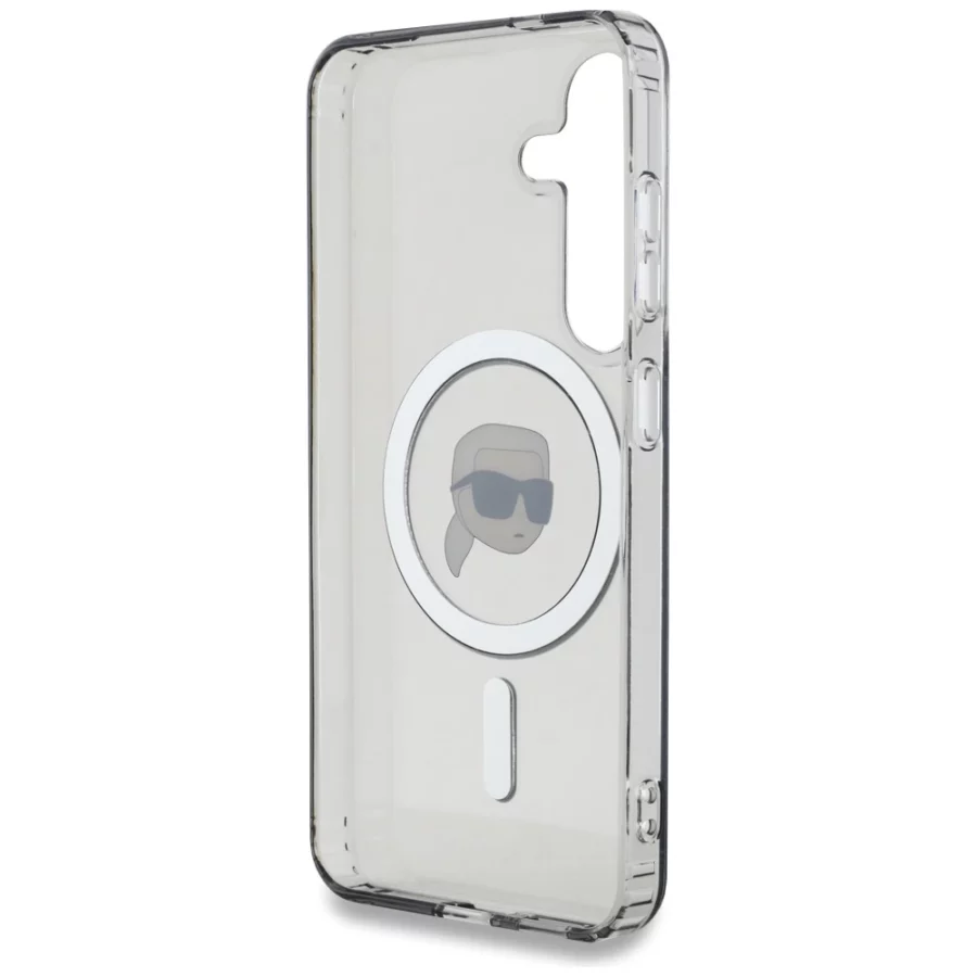 Etui Karl Lagerfeld Button Karl Head Printed Logo MagSafe Samsung Galaxy S25 czarny