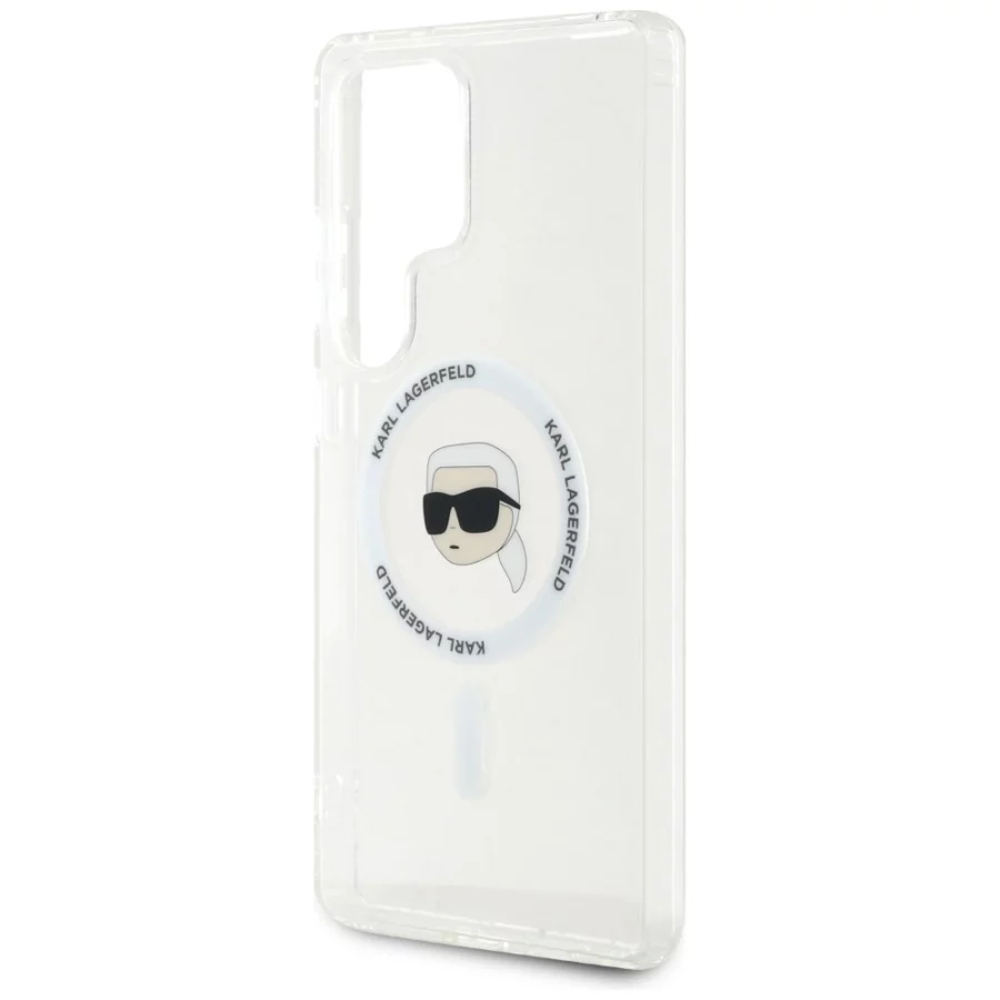 Etui Karl Lagerfeld Button Karl Head Printed Logo MagSafe Samsung Galaxy S25 Ultra biały