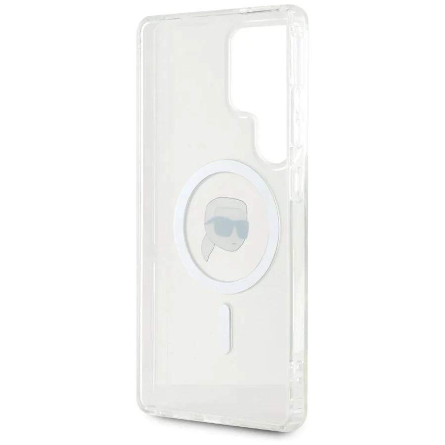 Etui Karl Lagerfeld Button Karl Head Printed Logo MagSafe Samsung Galaxy S25 Ultra biały